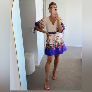 ZIMMERMANN TROPICANA TIE
SLEEVE MINI DRESS PRINT